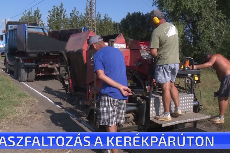 Aszfaltozás a kerékpárúton