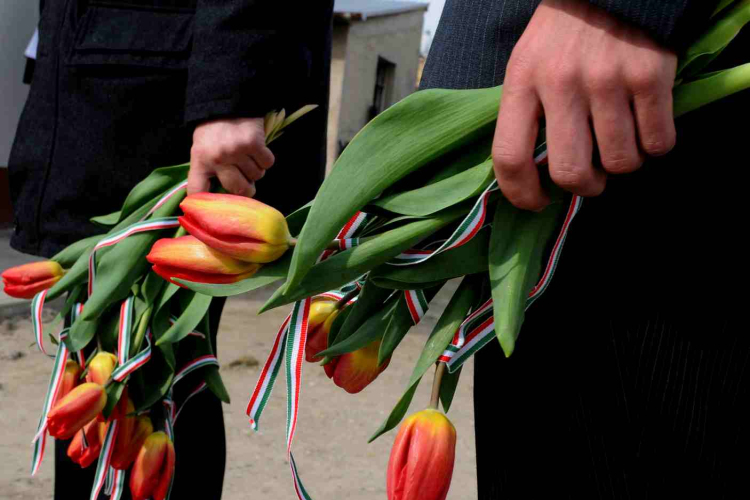 Koszorúzás a köztemetőben - Március 15.